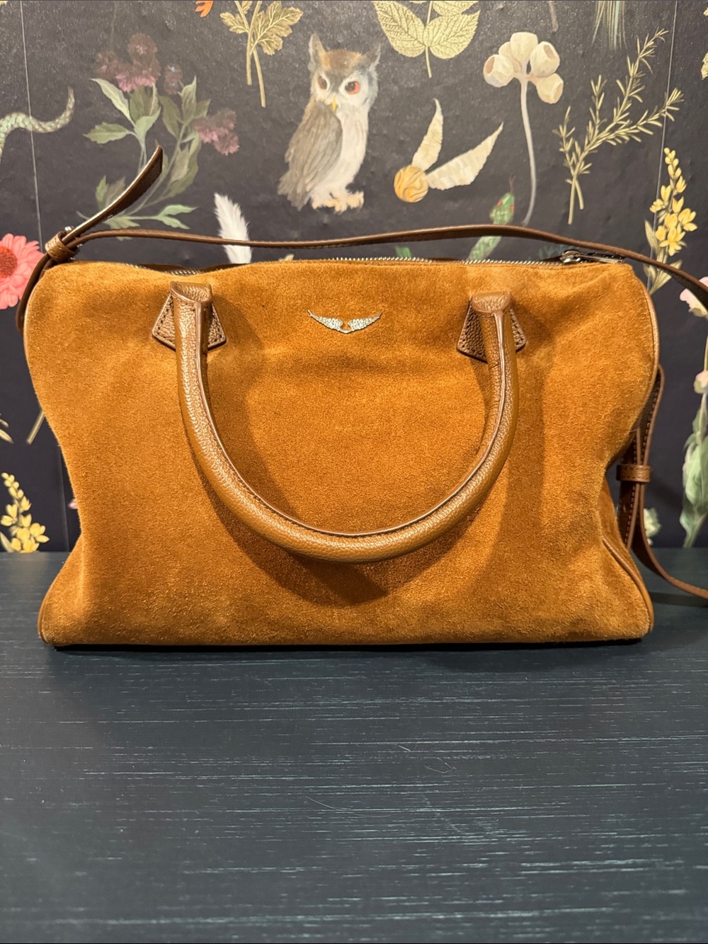 Zadig & Voltaire Suede Satchel in Cognac Brown